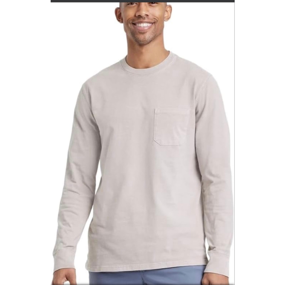 Goodfellow & Co Men's Long Sleeve Pocket T-Shirt - Large Taupe